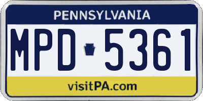 PA license plate MPD5361