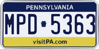 PA license plate MPD5363