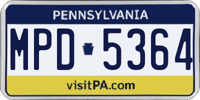PA license plate MPD5364