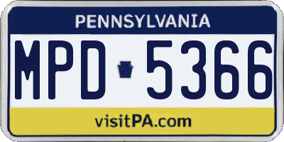 PA license plate MPD5366