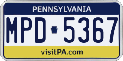 PA license plate MPD5367
