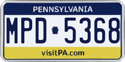 PA license plate MPD5368