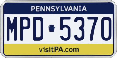 PA license plate MPD5370