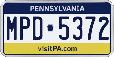 PA license plate MPD5372