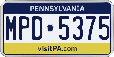 PA license plate MPD5375