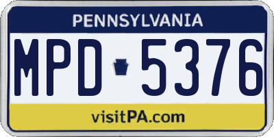 PA license plate MPD5376