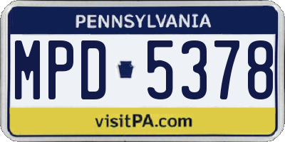 PA license plate MPD5378