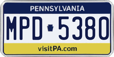 PA license plate MPD5380