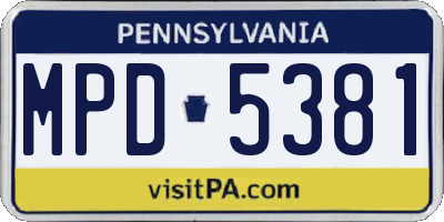 PA license plate MPD5381