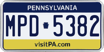 PA license plate MPD5382