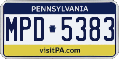 PA license plate MPD5383