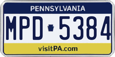 PA license plate MPD5384