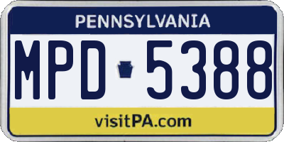 PA license plate MPD5388