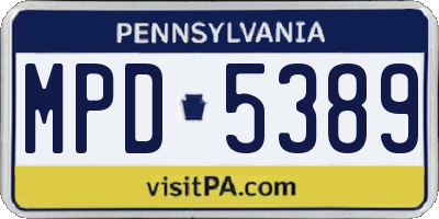 PA license plate MPD5389