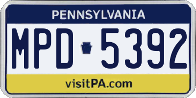 PA license plate MPD5392