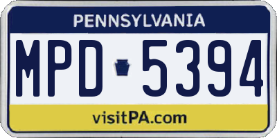 PA license plate MPD5394