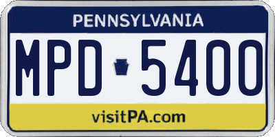 PA license plate MPD5400