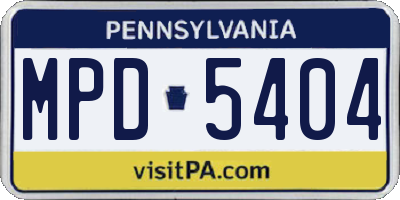 PA license plate MPD5404