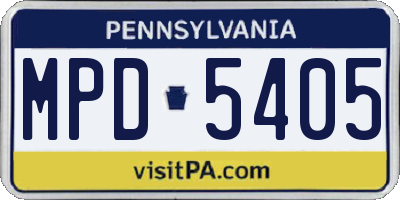 PA license plate MPD5405