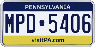 PA license plate MPD5406