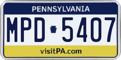 PA license plate MPD5407