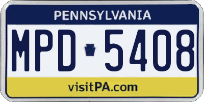 PA license plate MPD5408