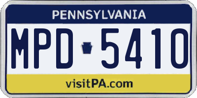 PA license plate MPD5410