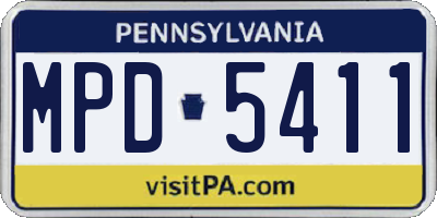 PA license plate MPD5411