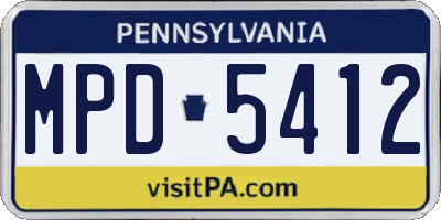 PA license plate MPD5412