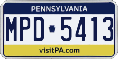 PA license plate MPD5413