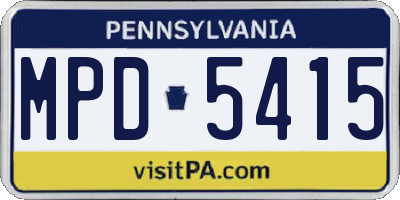 PA license plate MPD5415