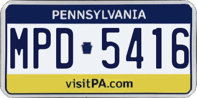 PA license plate MPD5416