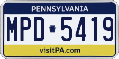 PA license plate MPD5419