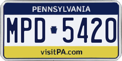 PA license plate MPD5420
