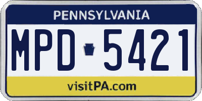 PA license plate MPD5421
