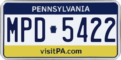 PA license plate MPD5422