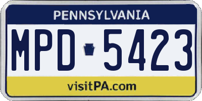 PA license plate MPD5423
