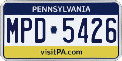 PA license plate MPD5426