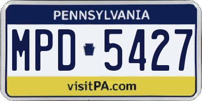 PA license plate MPD5427