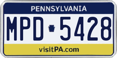 PA license plate MPD5428