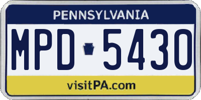 PA license plate MPD5430
