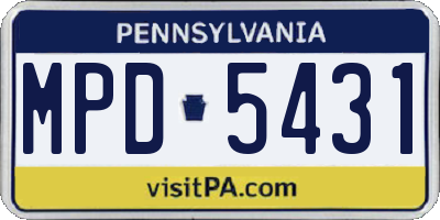 PA license plate MPD5431