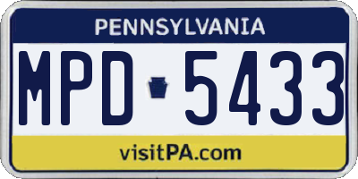 PA license plate MPD5433