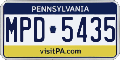 PA license plate MPD5435
