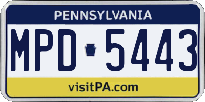 PA license plate MPD5443