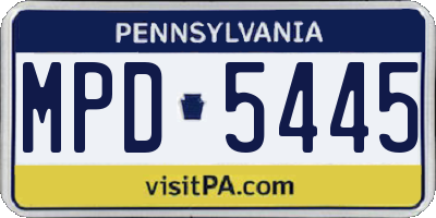 PA license plate MPD5445
