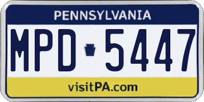 PA license plate MPD5447