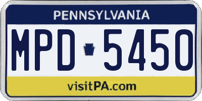 PA license plate MPD5450