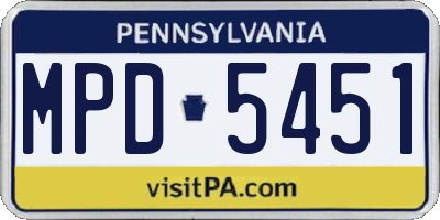 PA license plate MPD5451