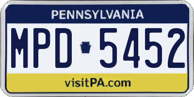 PA license plate MPD5452